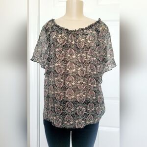 Ella Moss Anthropologie 100% Silk Butterfly Print Blouse Lightweight Small Flowy